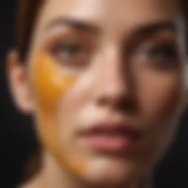 Close-up of turmeric being applied to the skin