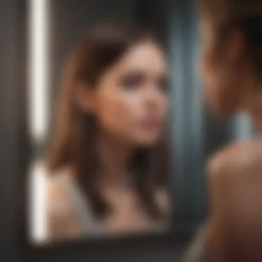 A reflection of someone looking in the mirror, representing self-image and personal growth.