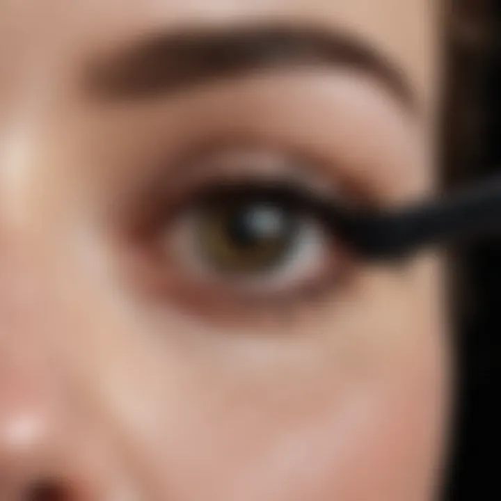 Detailed view of the mascara brush emphasizing its application features