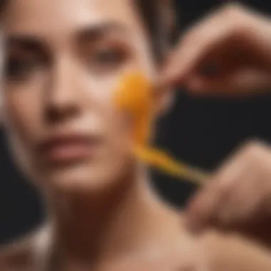 A beauty enthusiast applying a turmeric-infused serum