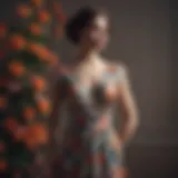 Elegant floral dress on mannequin