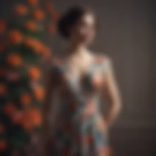 Elegant floral dress on mannequin