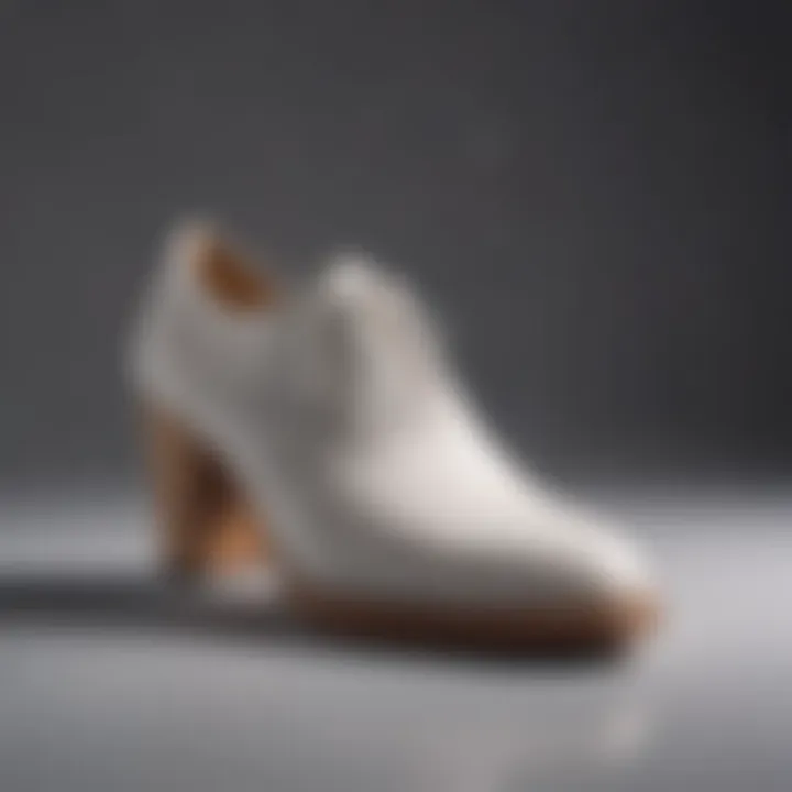 Close-up of white suede shoe after effective cleaning process