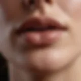 Close-up view of dry, chapped lips highlighting surface texture.