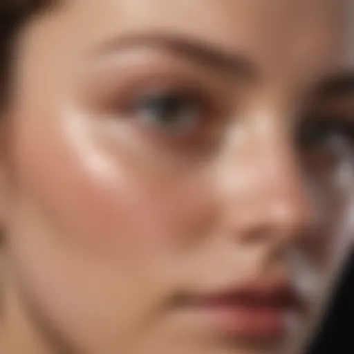 Close-up of delicate facial skin showing fine lines