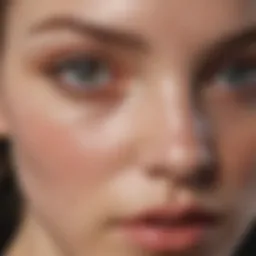 Close-up of delicate skin texture under the eyes