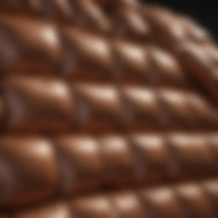 Close-up of luxurious fabric textures used in a puffer jacket