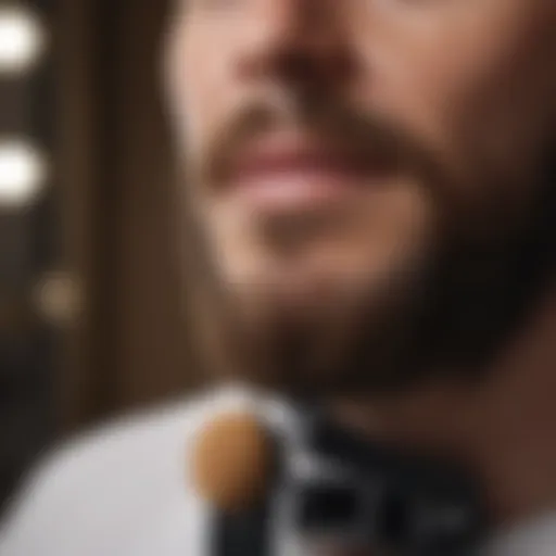 Close-up of beard roller on a grooming table