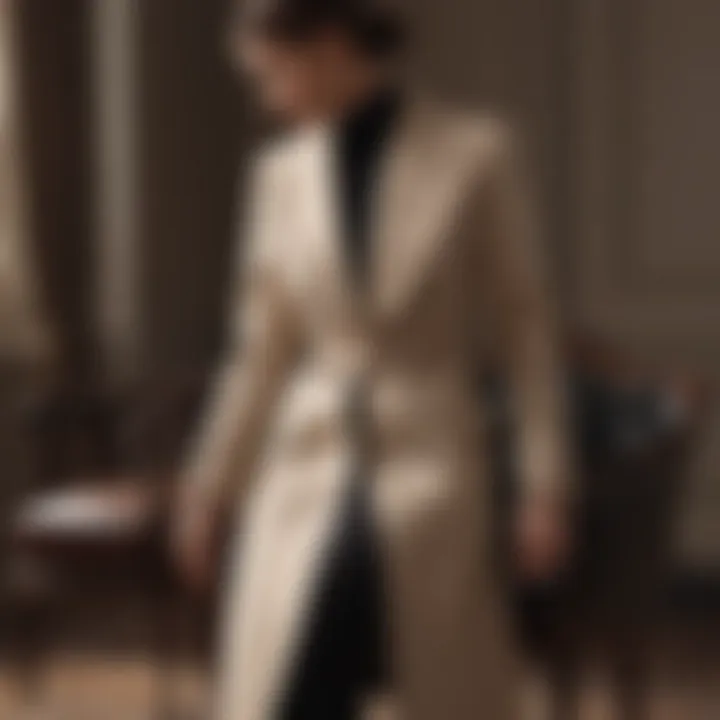 Elegant tailored coat draped over a chair