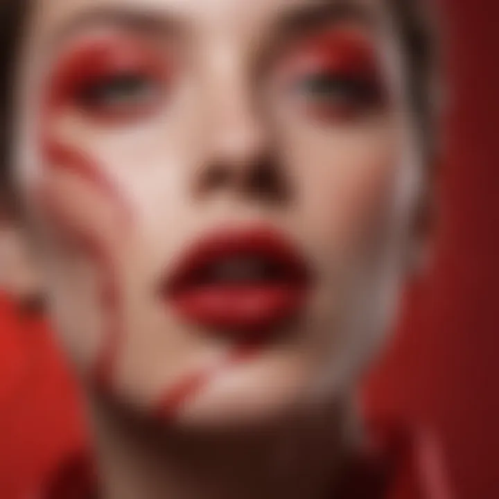 Artistic swirls of red matte lipstick blending seamlessly on lips