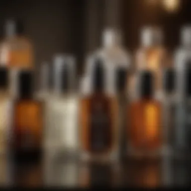 Artistic Selection Variety of cologne samples displayed artfully
