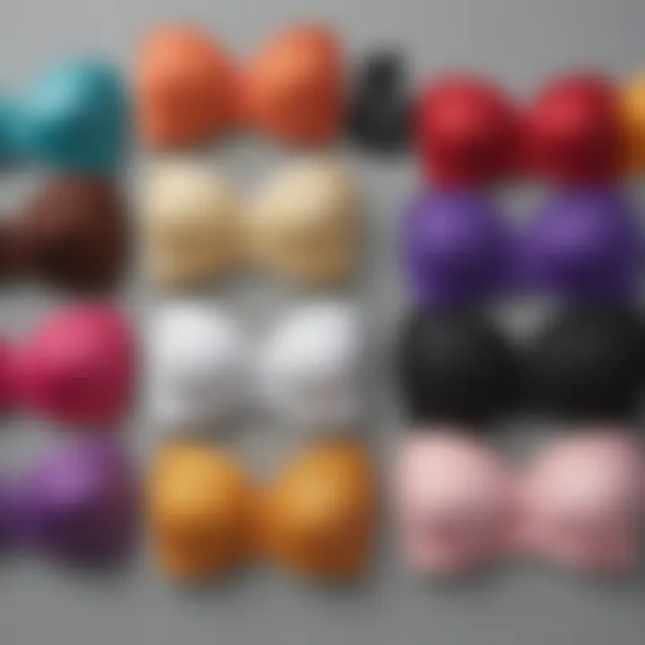 Variety of wide bandeau bras in different colors and textures