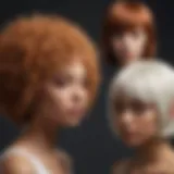 Diverse textures of wigs suitable for mixed race individuals